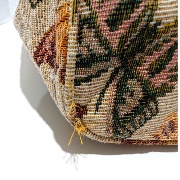 Vtg J Garden Butterfly Tapestry 14" Canvas Tote Bag Zipper Closure Reusable Bag - Picture 14 of 16